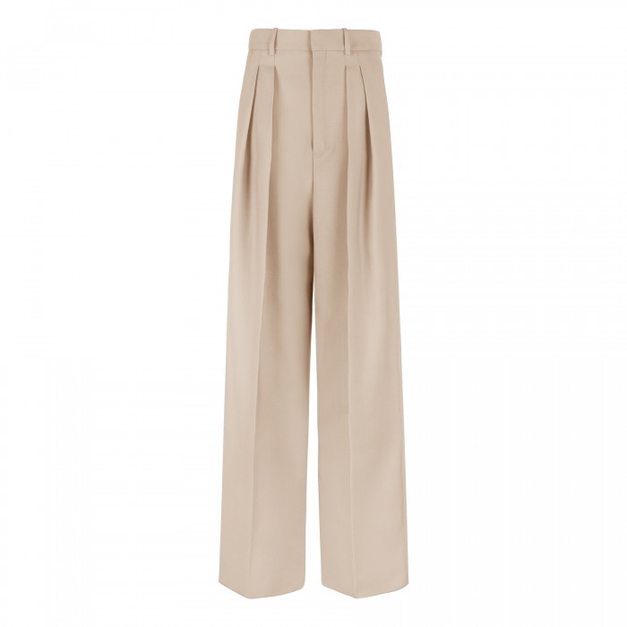 Beige wool and silk blend pants
