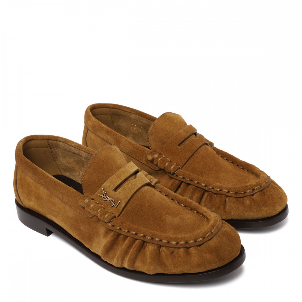 Cognac suede loafers