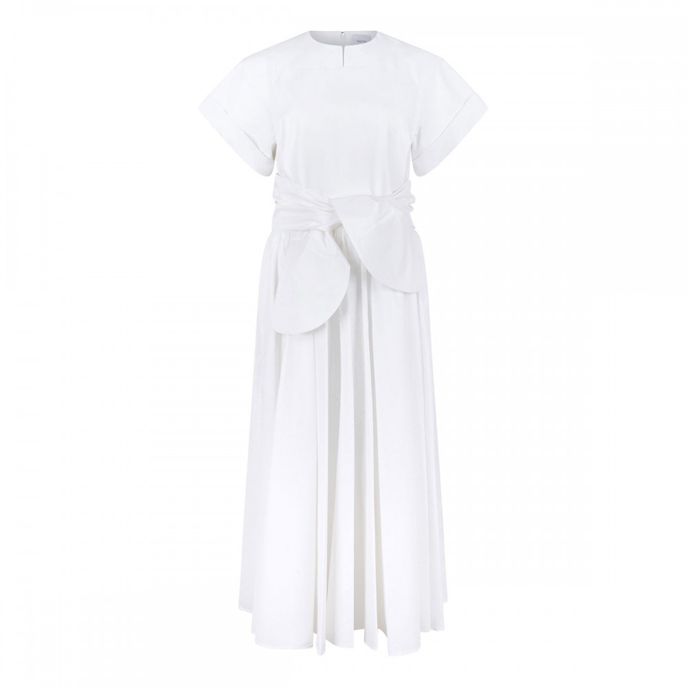 Organic cotton knotted midi dress