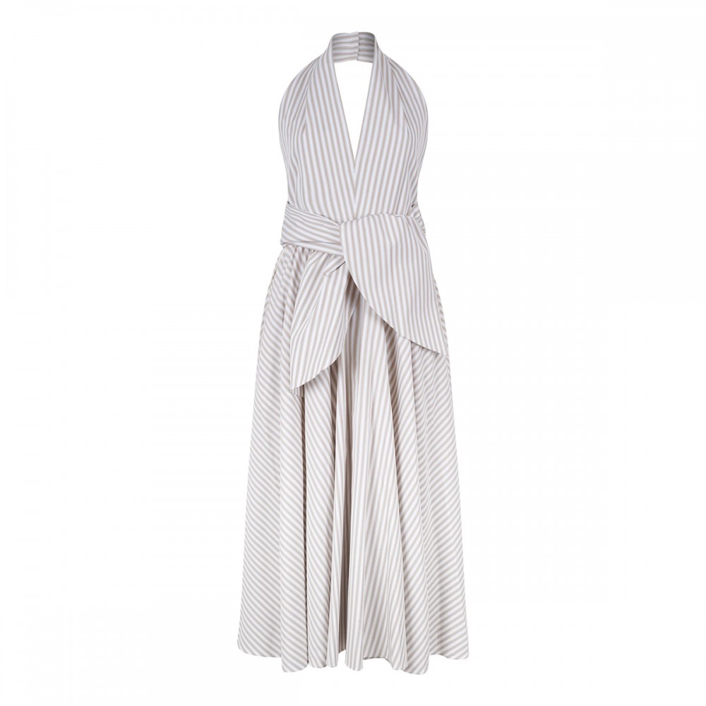 Halterneck knot midi dress