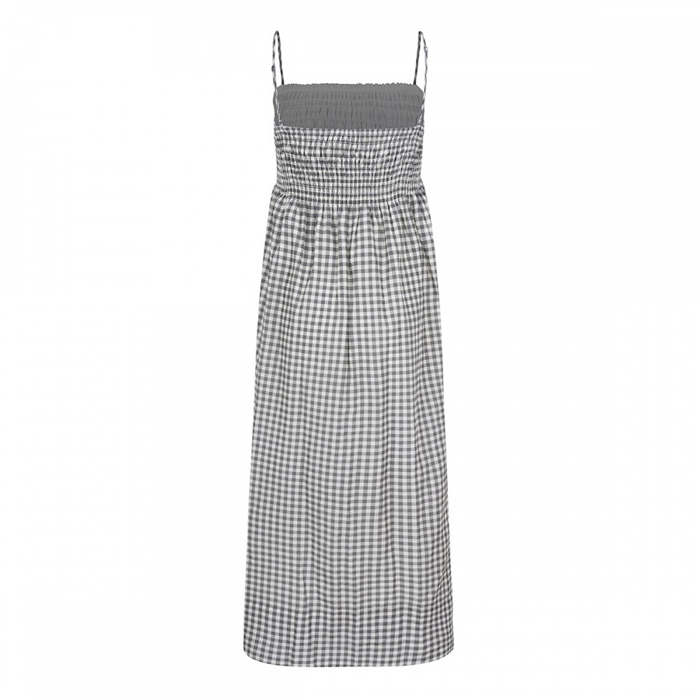 Gingham cotton-silk tie dress
