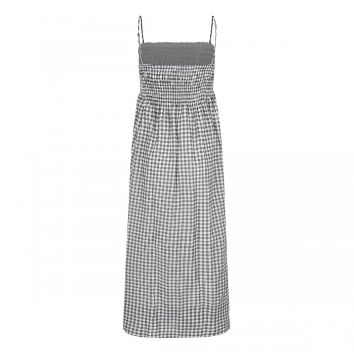 Gingham cotton-silk tie dress