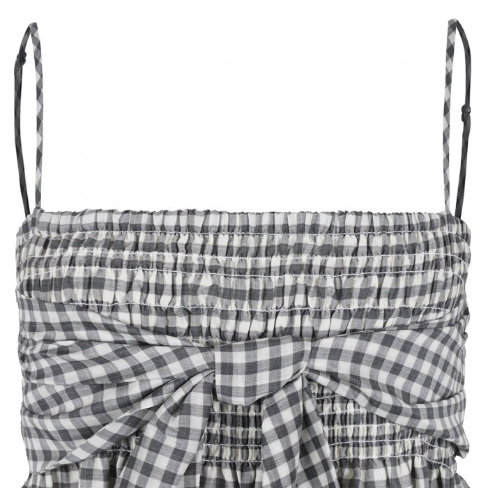 Gingham cotton-silk tie dress