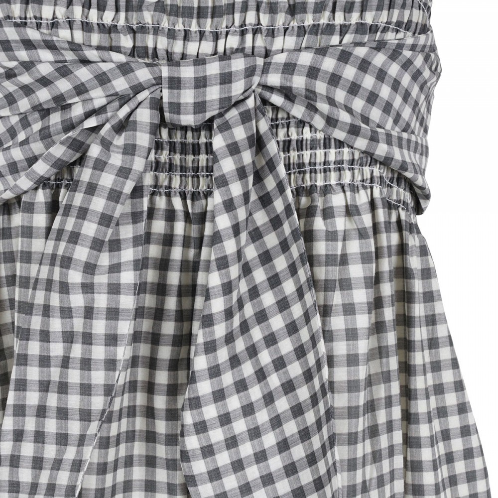 Gingham cotton-silk tie dress