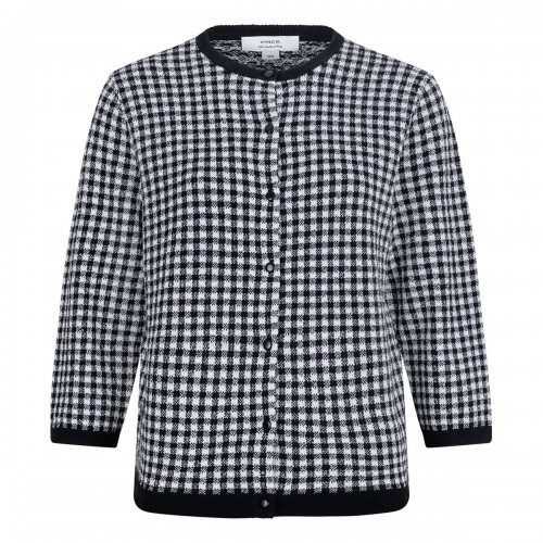 Gingham wool-blend cardigan