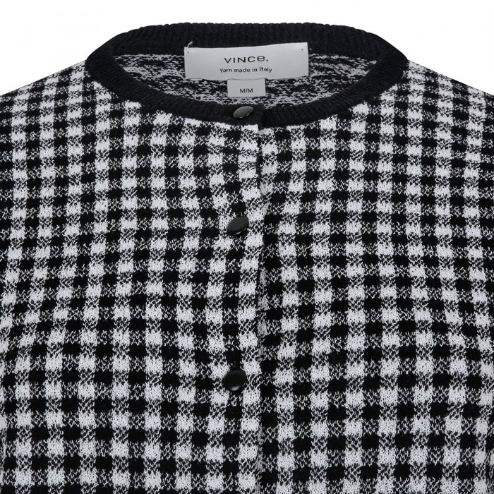 Gingham wool-blend cardigan