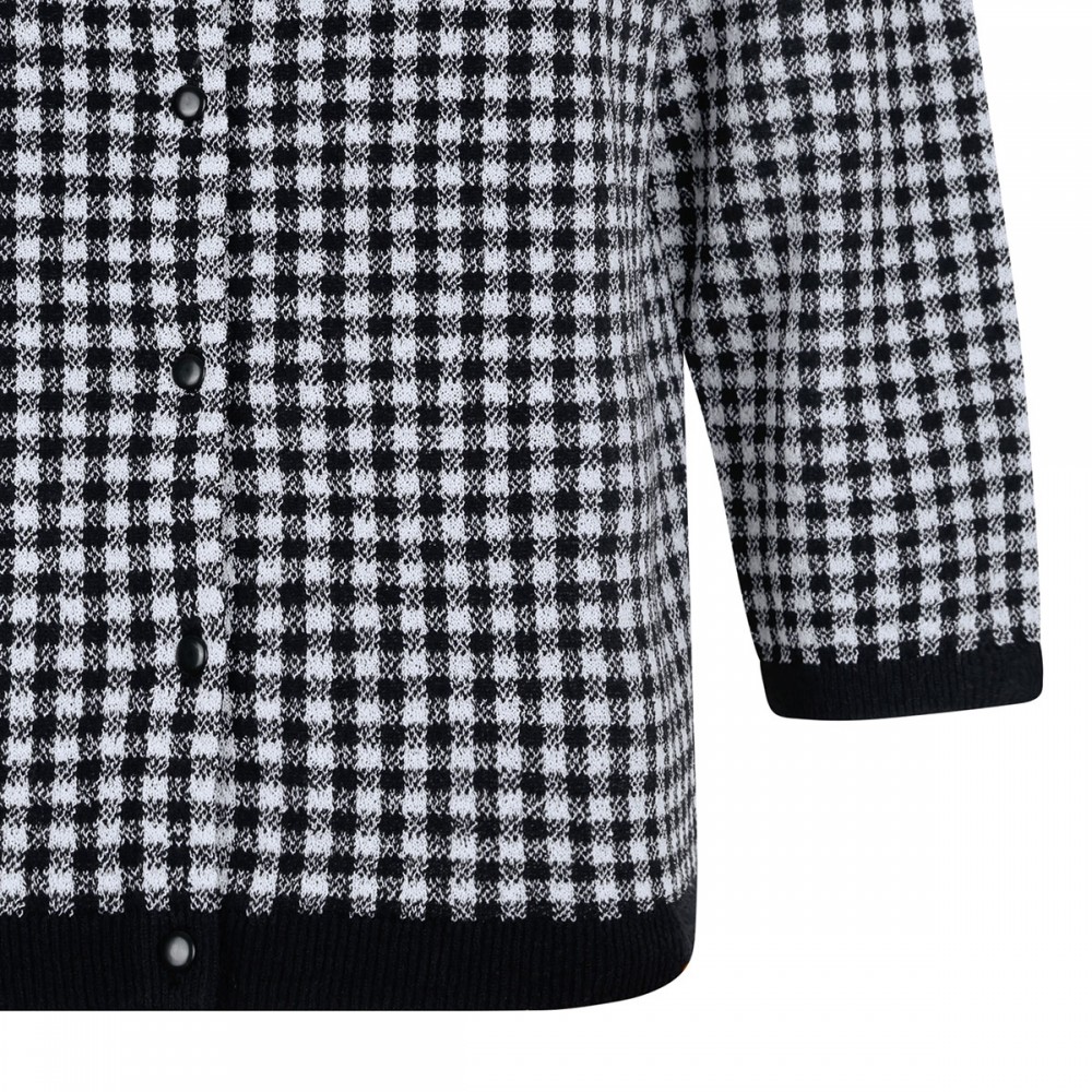 Gingham wool-blend cardigan