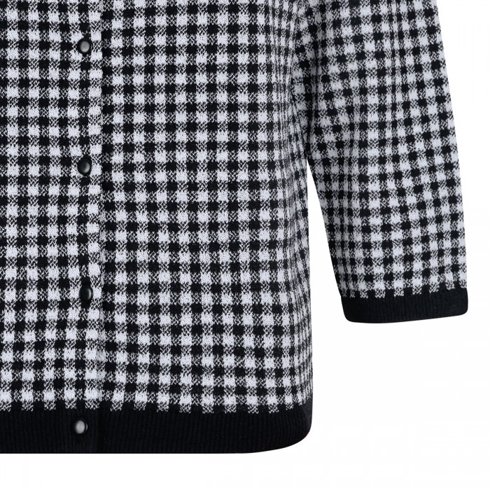 Gingham wool-blend cardigan
