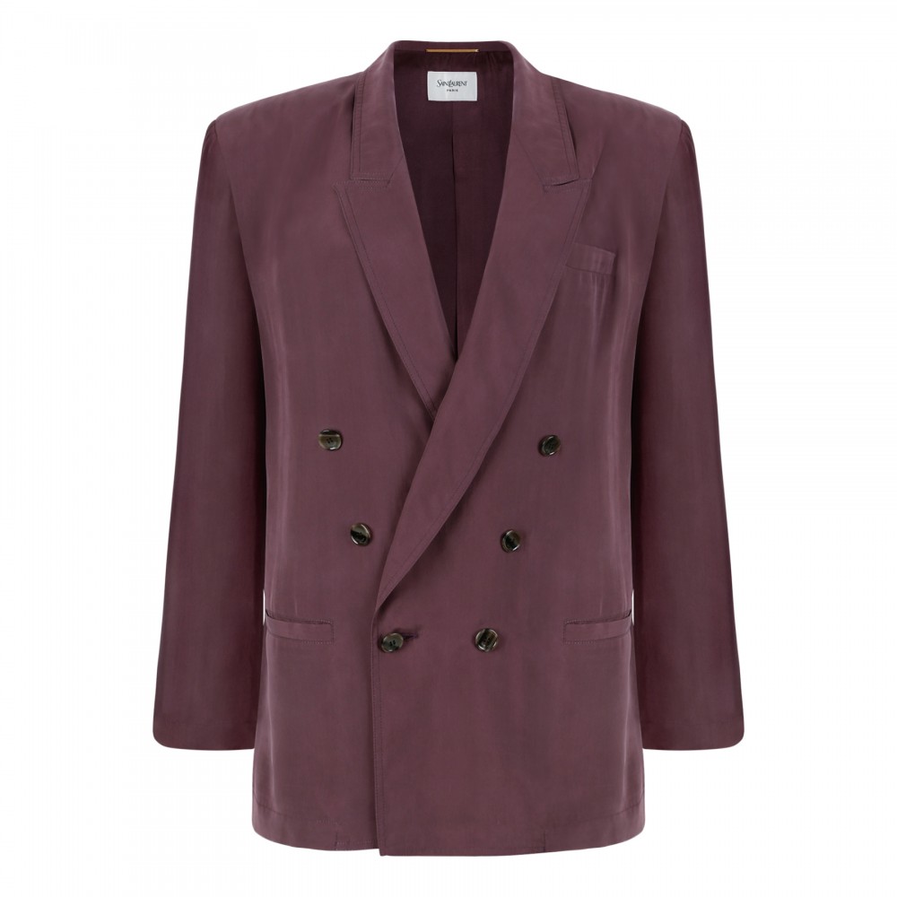 Silk habotai double breasted blazer