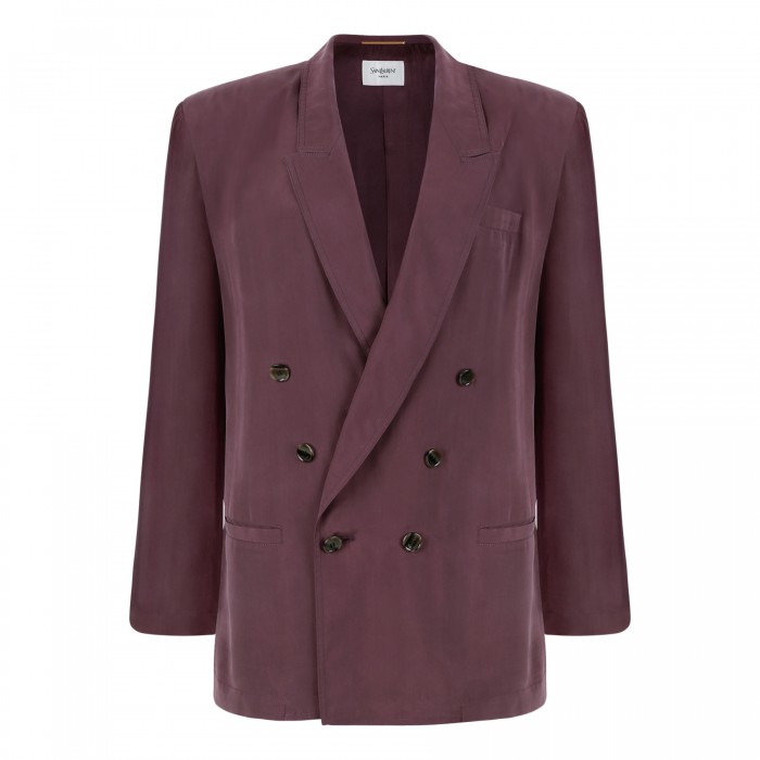 Silk habotai double breasted blazer