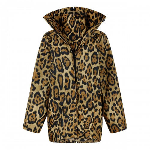 Layered leopard twill coat