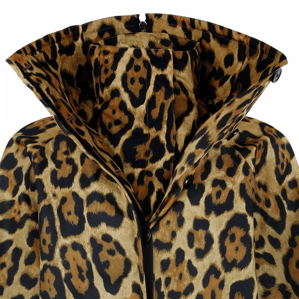 Layered leopard twill coat