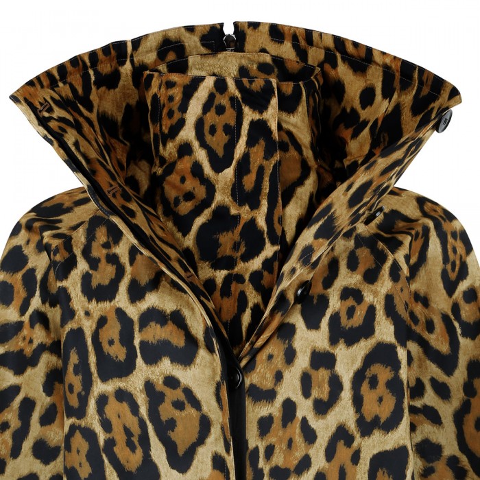 Layered leopard twill coat