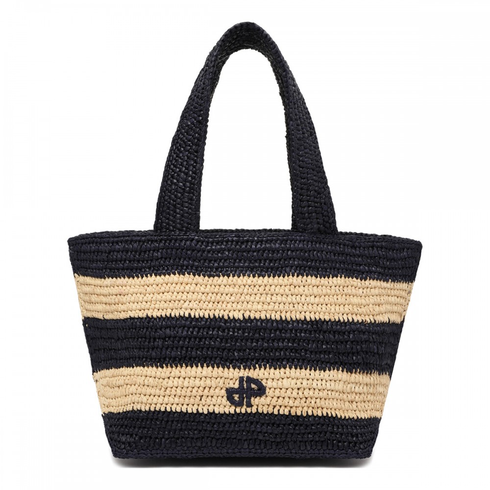Trapeze rafia small tote bag