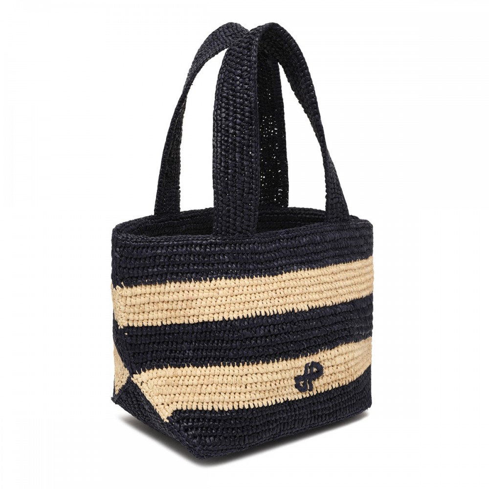 Trapeze rafia small tote bag