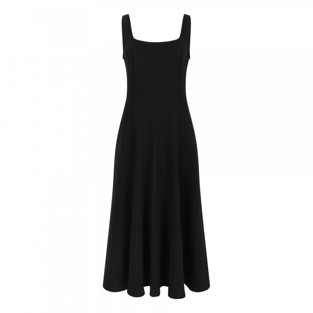 Seamed cotton-blend dress