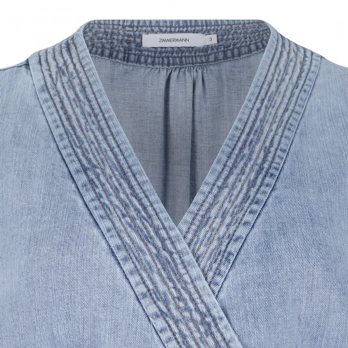 Indra denim wrap midi dress