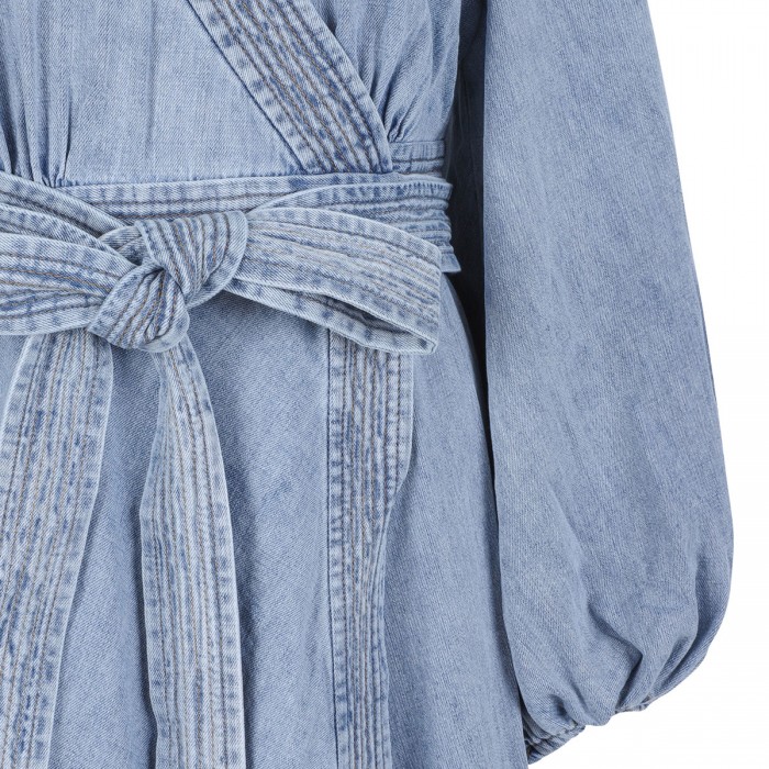 Indra denim wrap midi dress