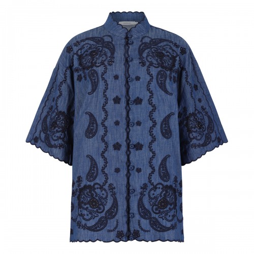 Aster embroidered denim shirt