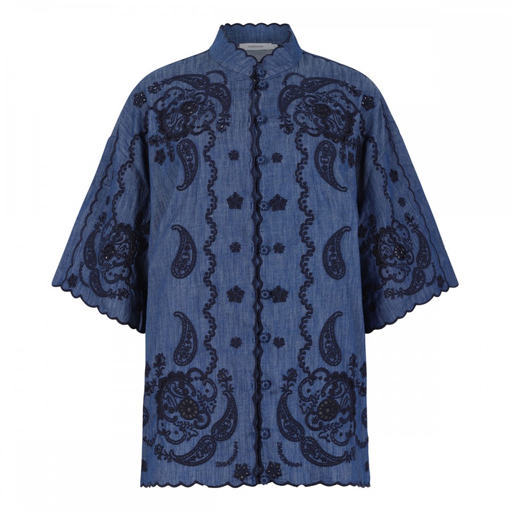 Aster embroidered denim shirt