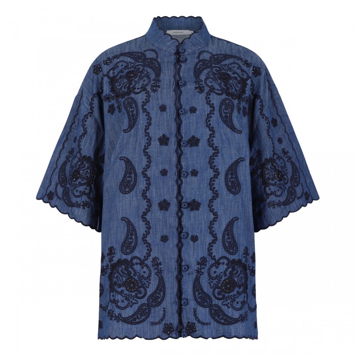 Aster embroidered denim shirt