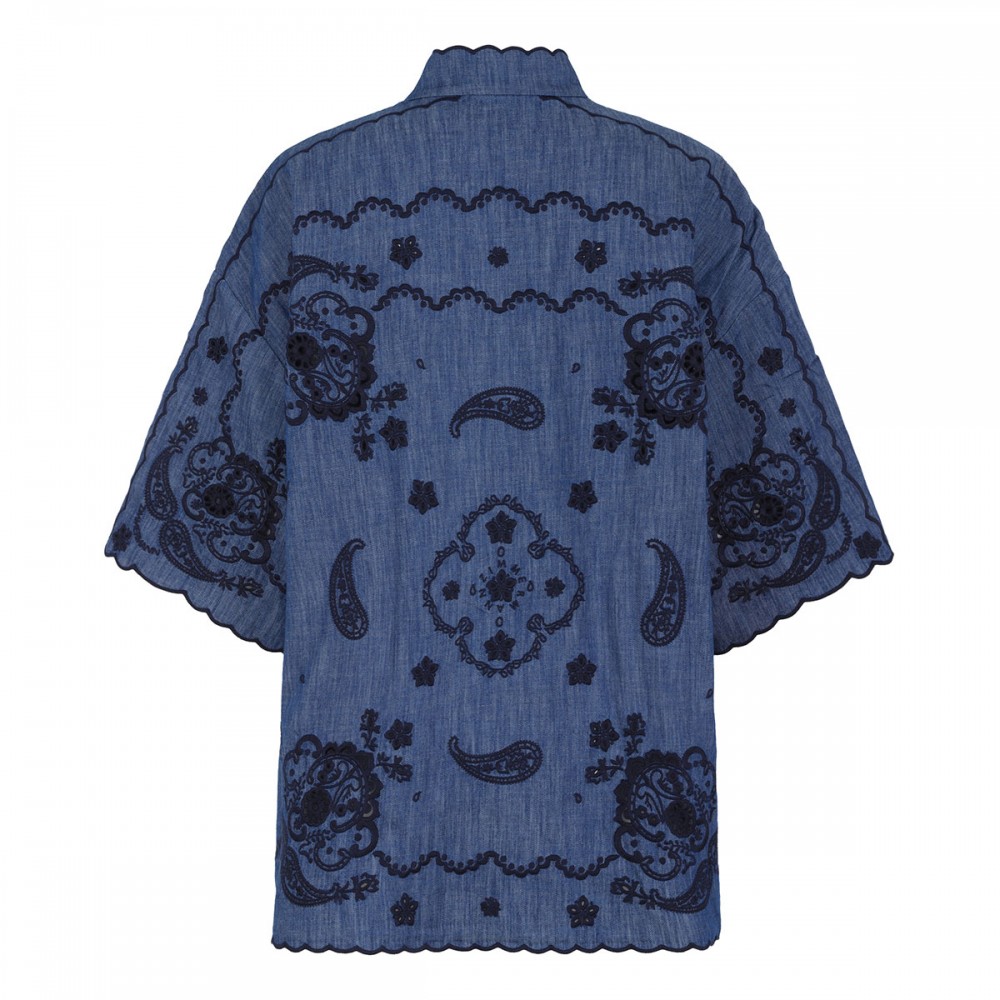 Aster embroidered denim shirt