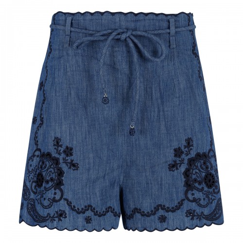 Aster embroidered denim shorts