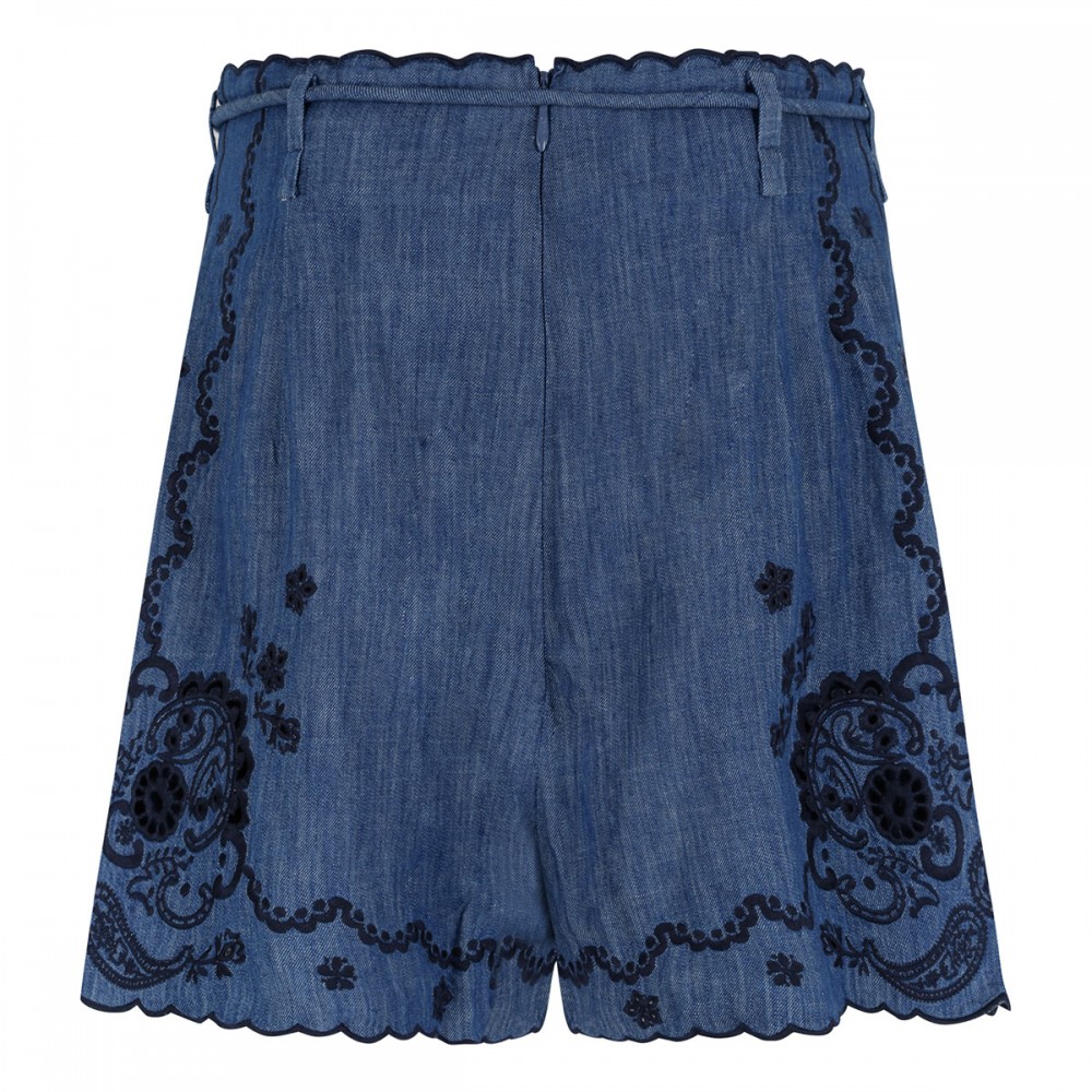 Aster embroidered denim shorts