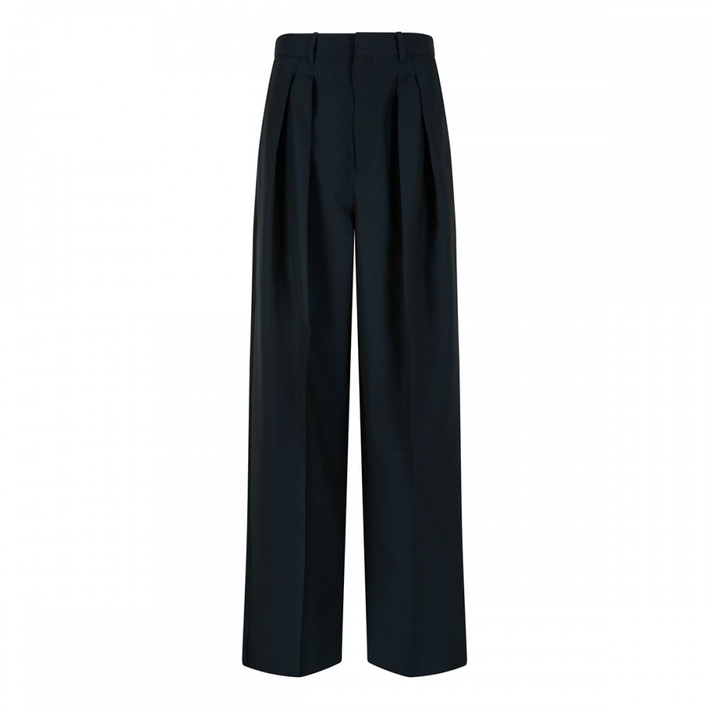 Wool blend wide-leg pants