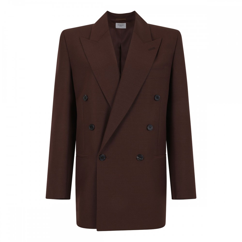 Double-breasted wool blend jacket