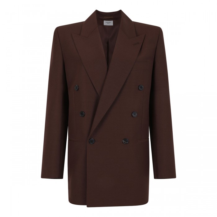 Double-breasted wool blend jacket