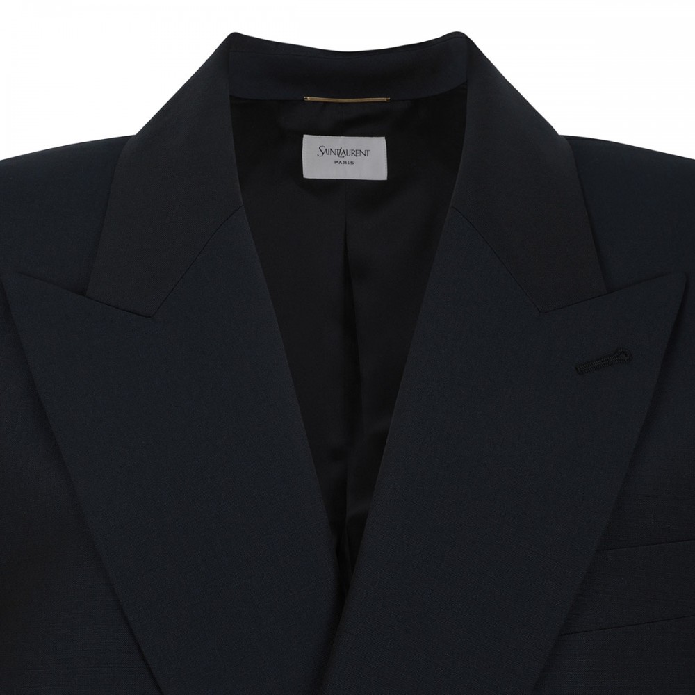 Double-breasted wool blend jacket