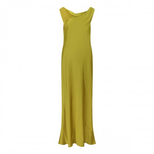 Acid green satin long dress