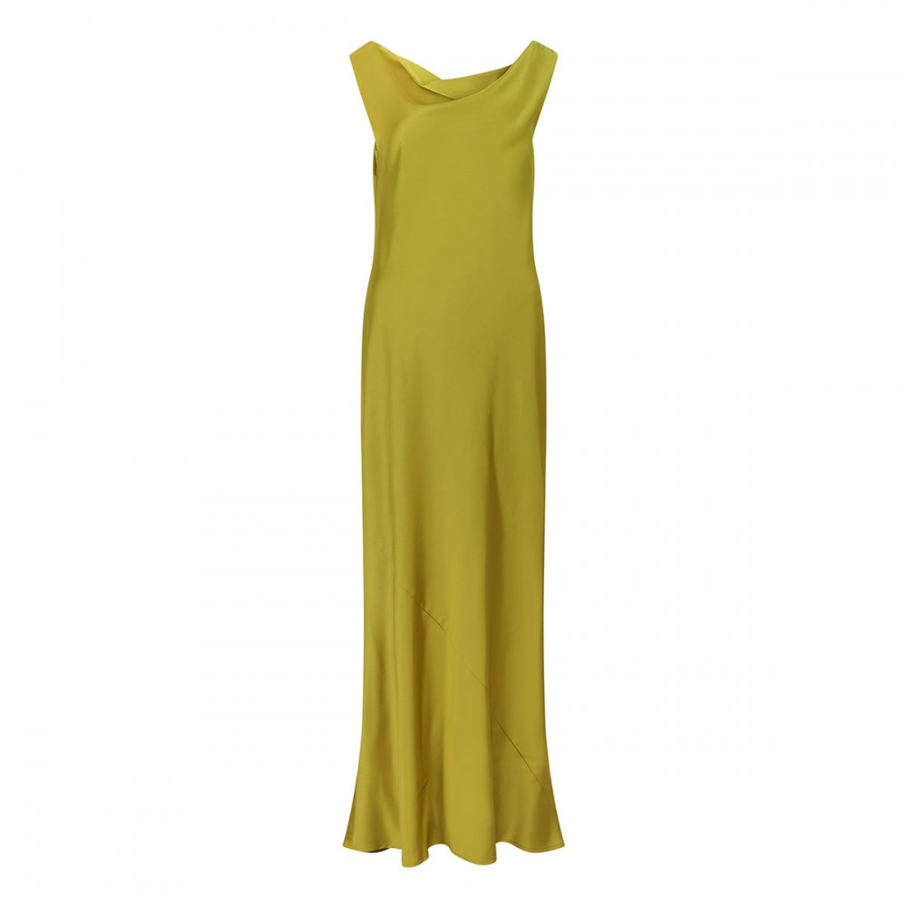 Acid green satin long dress
