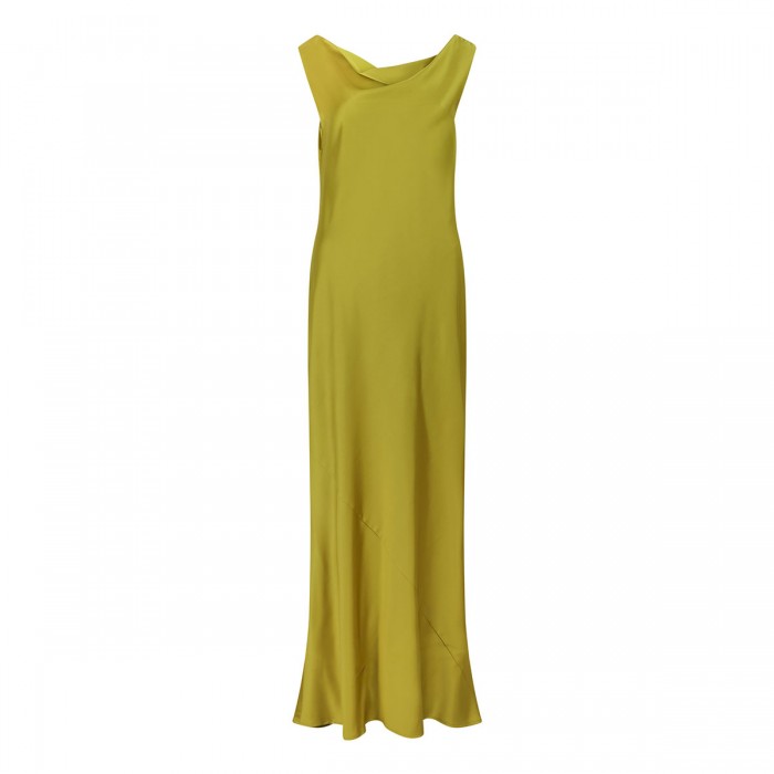 Acid green satin long dress