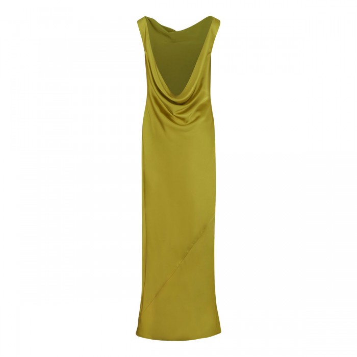 Acid green satin long dress