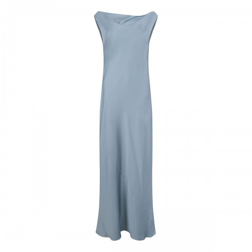 Sky blue satin long dress