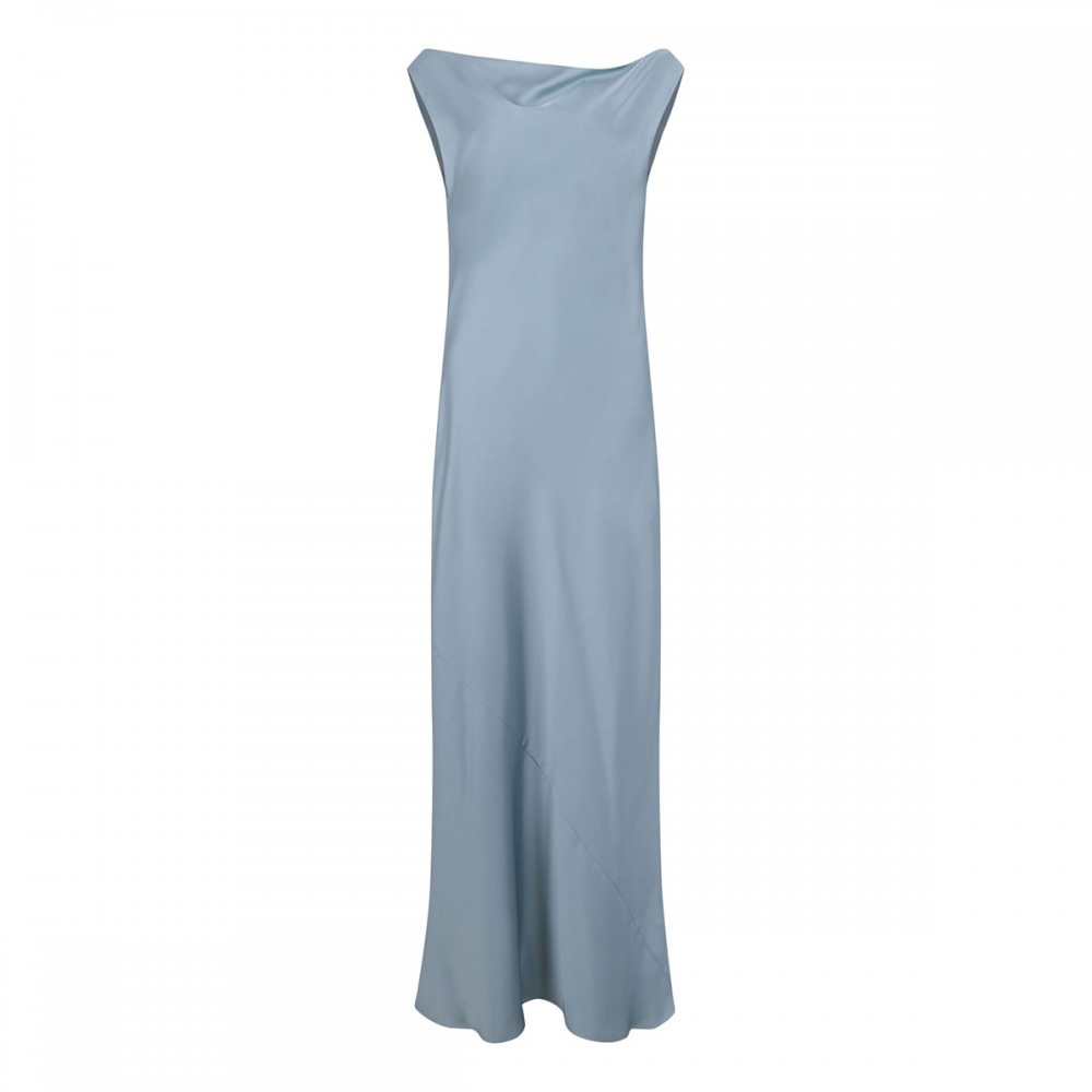 Sky blue satin long dress