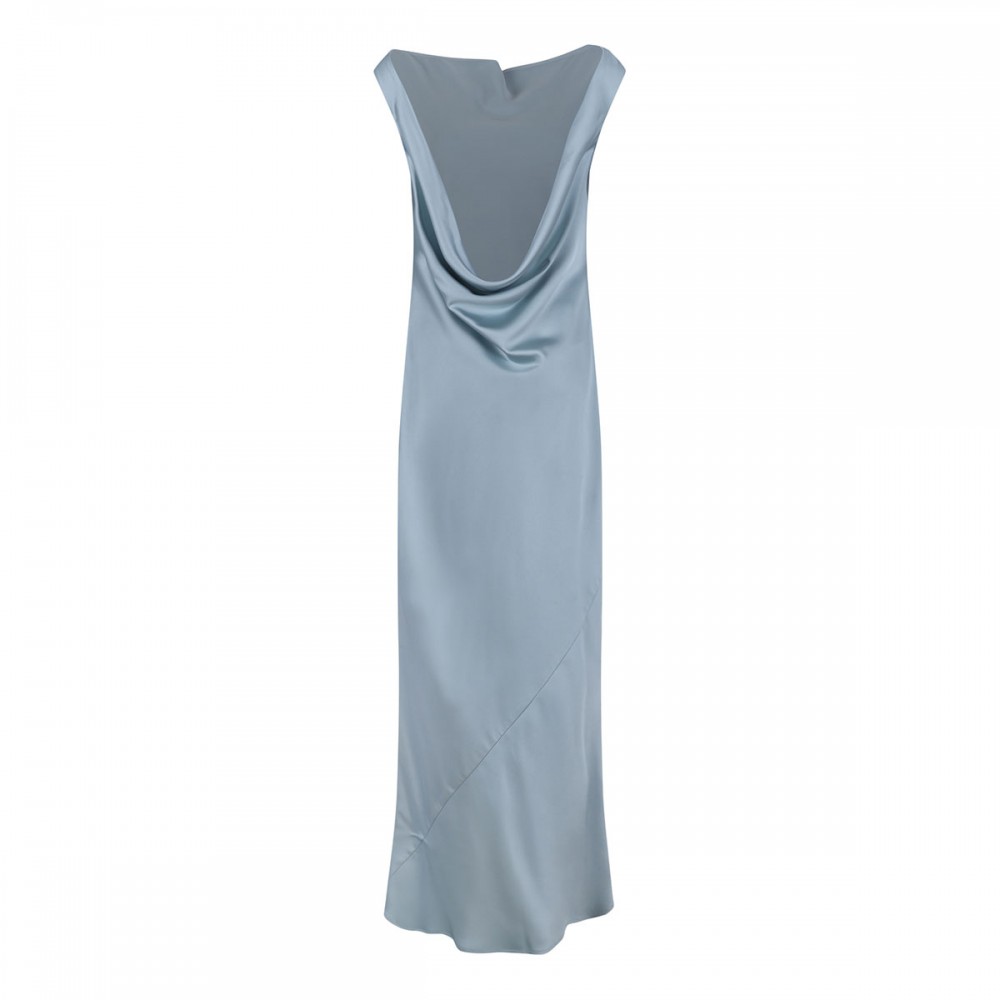 Sky blue satin long dress