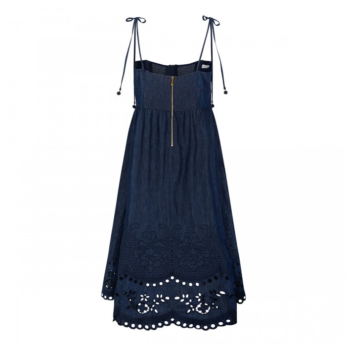 Mahon broderie denim midi dress