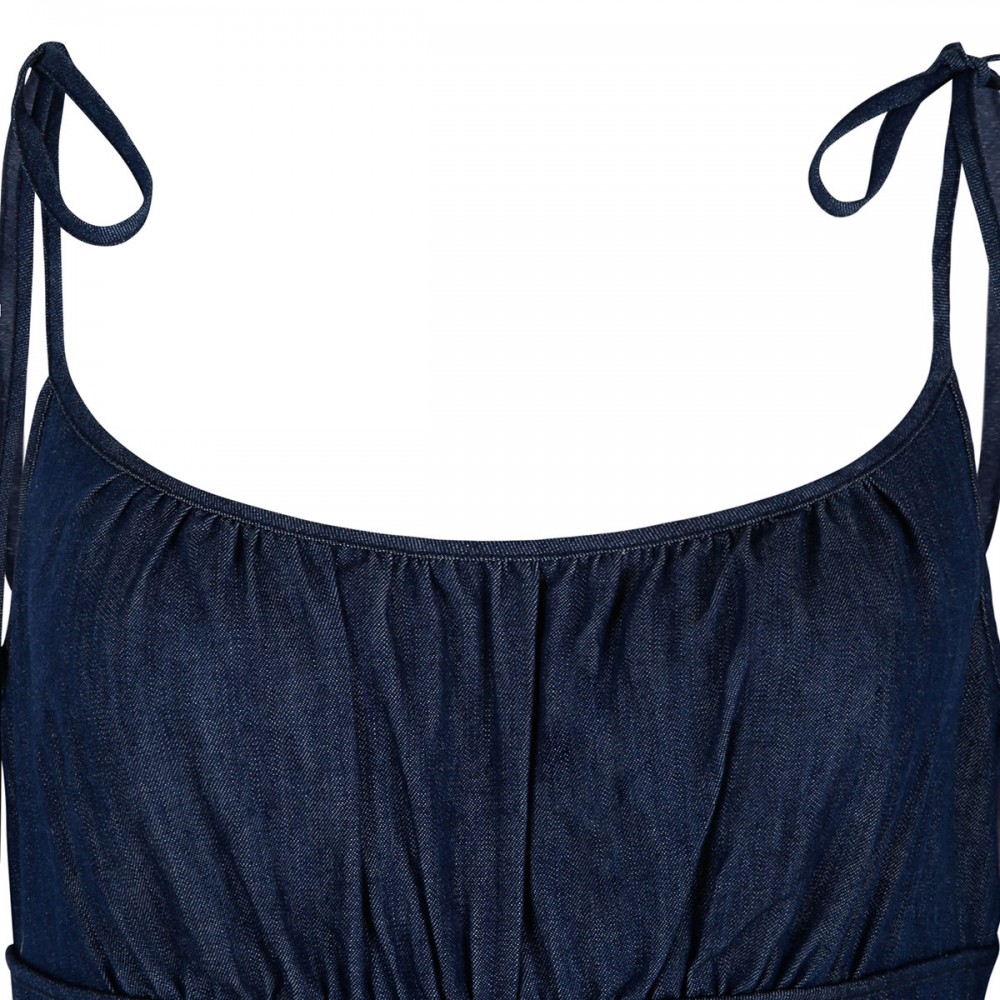 Mahon broderie denim midi dress