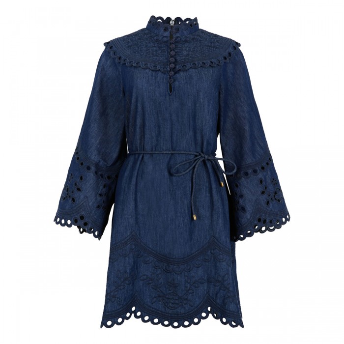 Mahon broderie denim mini dress
