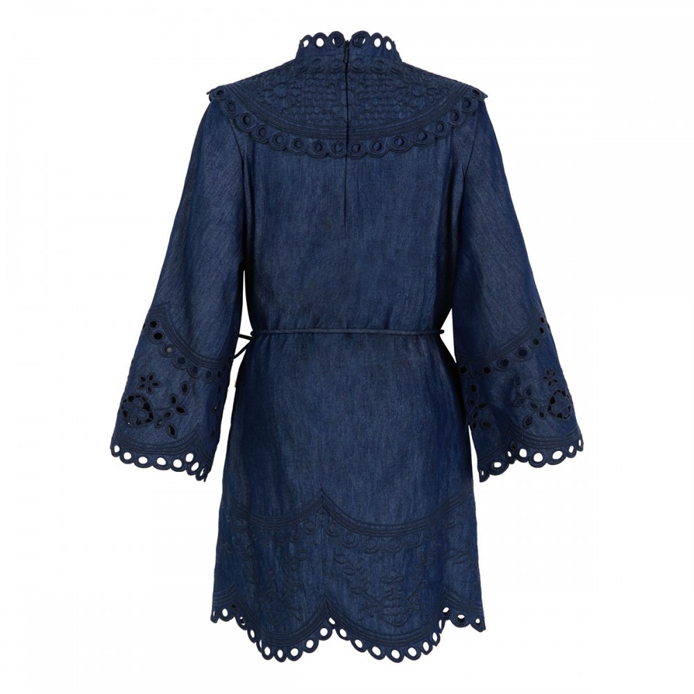 Mahon broderie denim mini dress