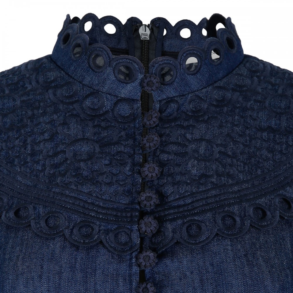 Mahon broderie denim mini dress