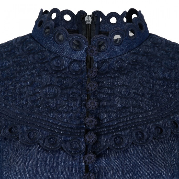 Mahon broderie denim mini dress