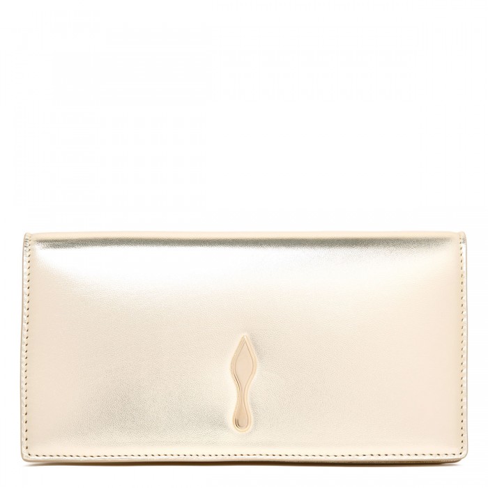 Bettina platinum leather clutch