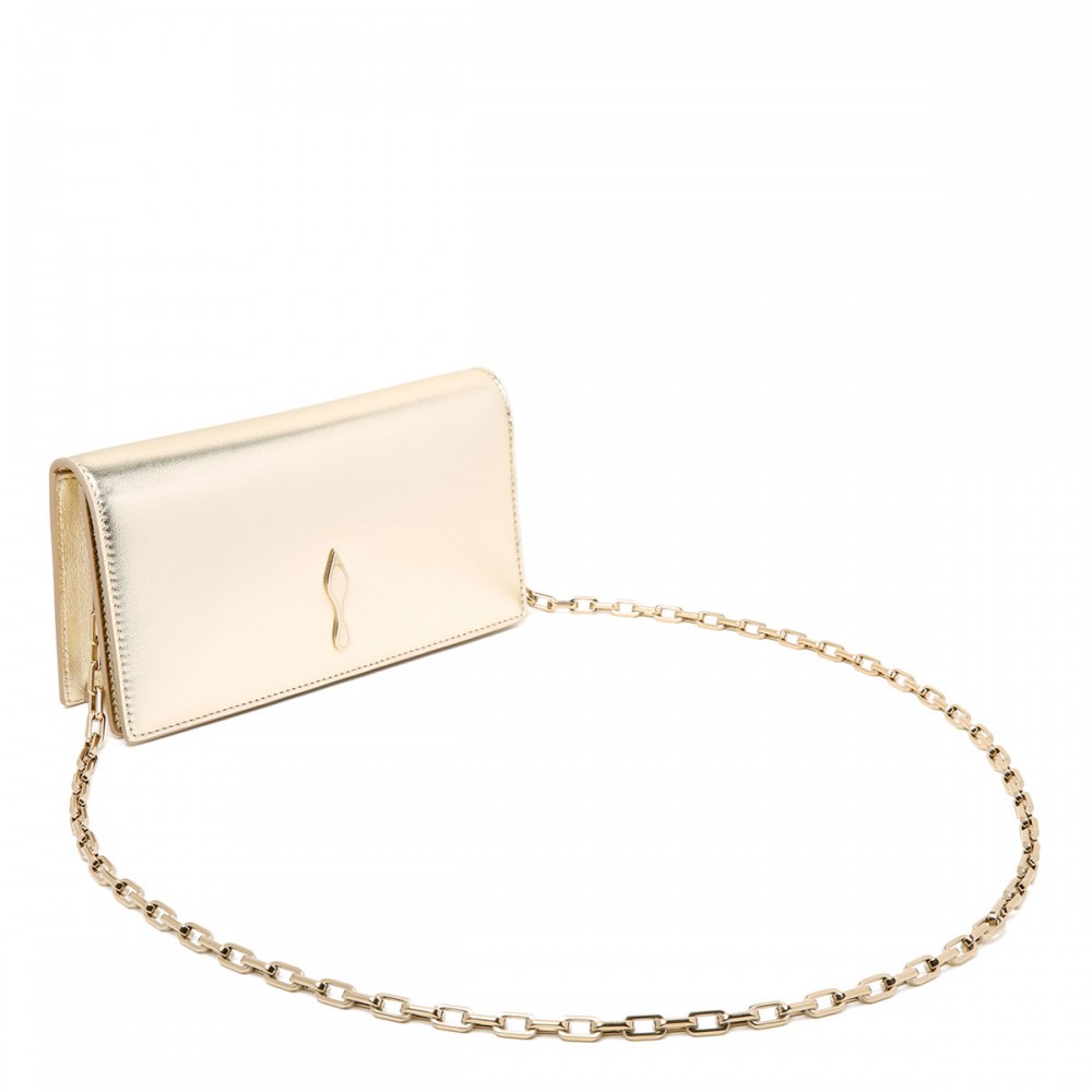 Bettina platinum leather clutch