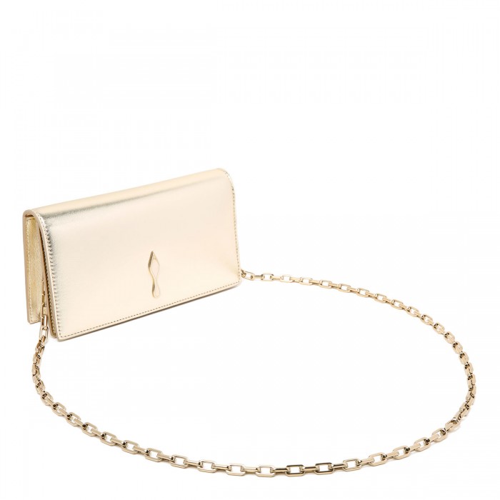 Bettina platinum leather clutch