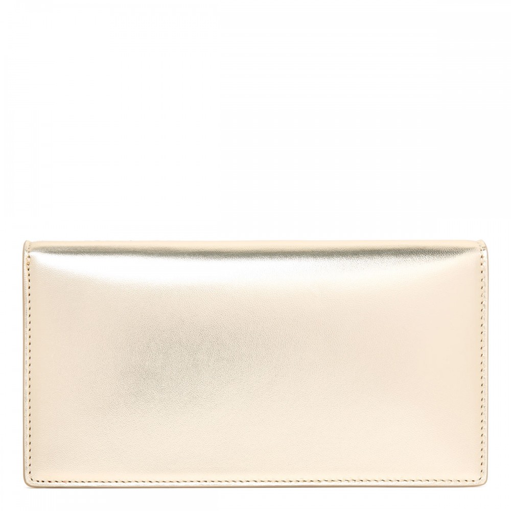 Bettina platinum leather clutch