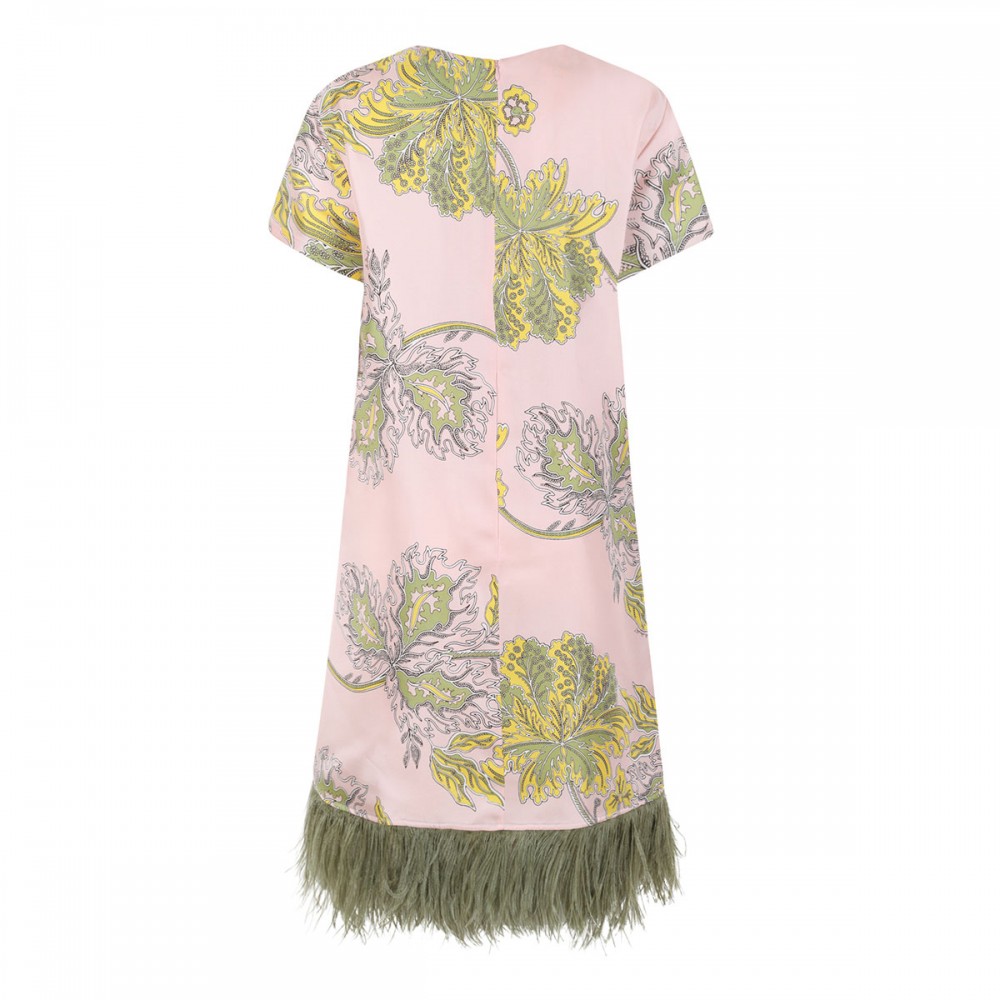 Mini swing dress with feathers
